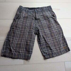 Fox Racing Shorts Mens 30 Flat Front Gray Plaid Chino